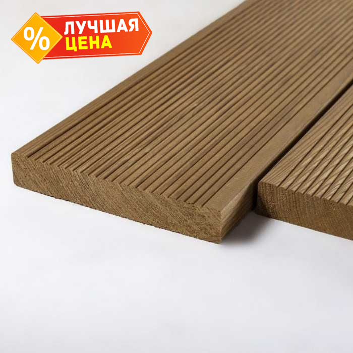 Палубная доска термо-лиственница 25x140x1000 мм А термо-лиственница Коричневый